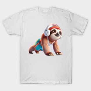 Retro Rhythm Sloth – Vintage Vibes and Headphone Harmony Tee T-Shirt